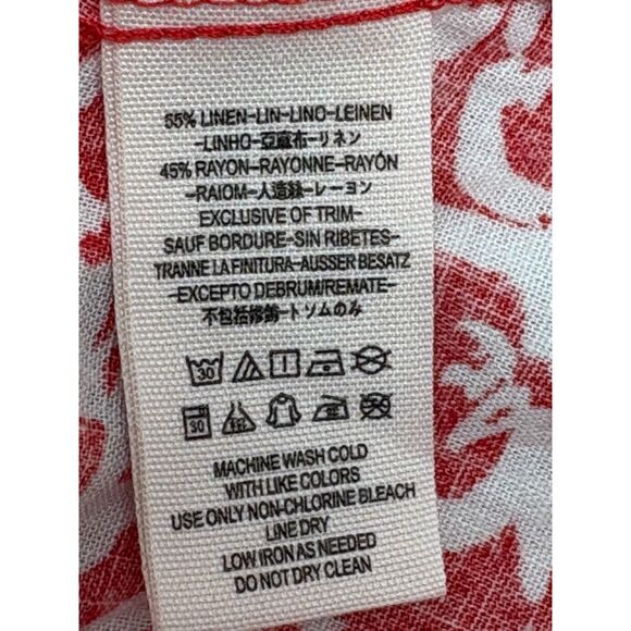 Free People Linen Red Floral Dress Size 6 Button Front Cottagecore Prairie Cute - Picture 9 of 11